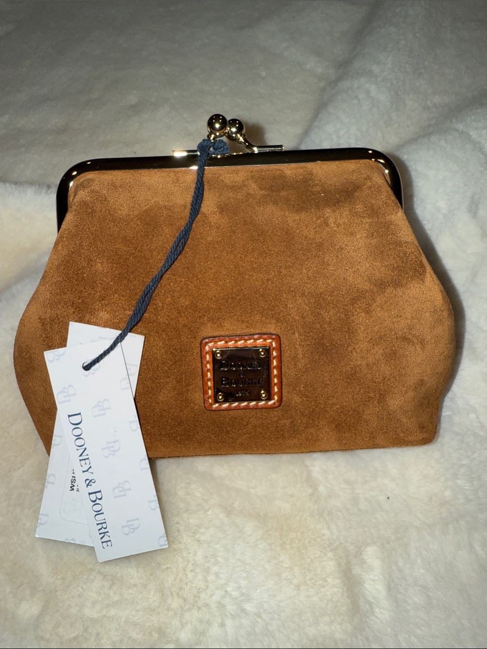 Dooney & Bourke Tan Suede Small Kiss-Lock Coin Pouch New - Picture 10 of 10